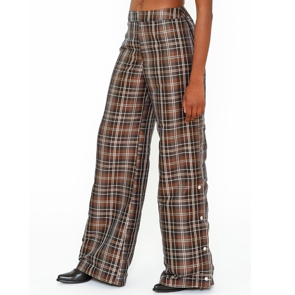 custom made Pants - Plaid Wide Leg Trouser w/ Side Snaps